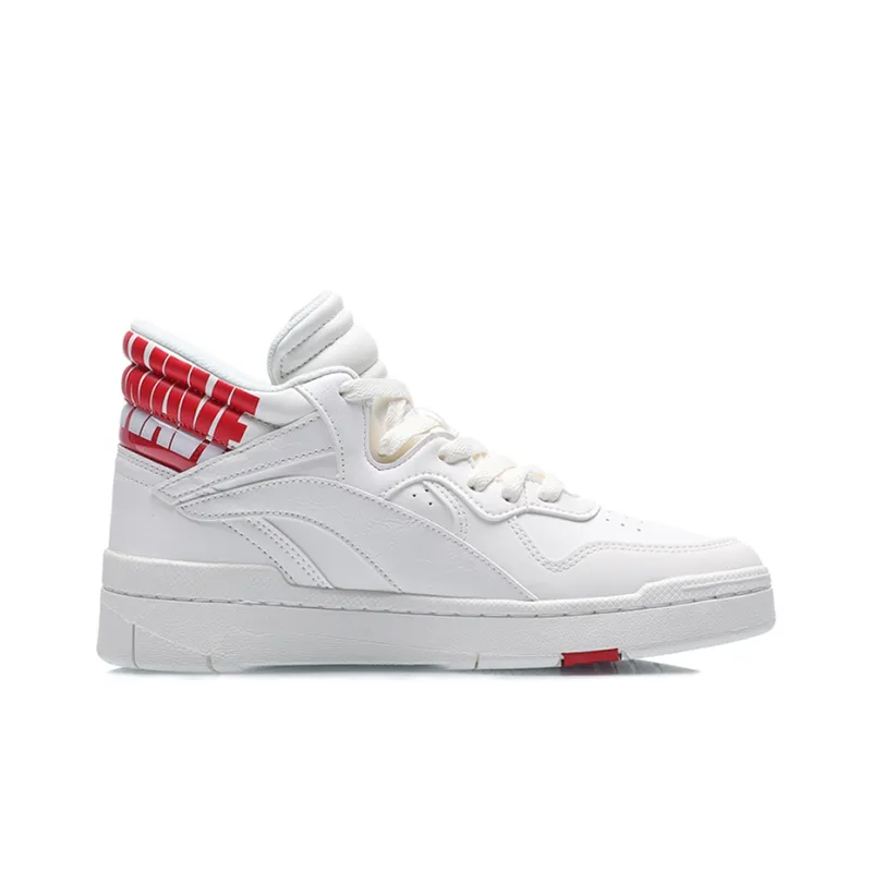 LiNing Coverage Warm Slip Resistant Mid Top Skateboard Shoes Women's White Red-1