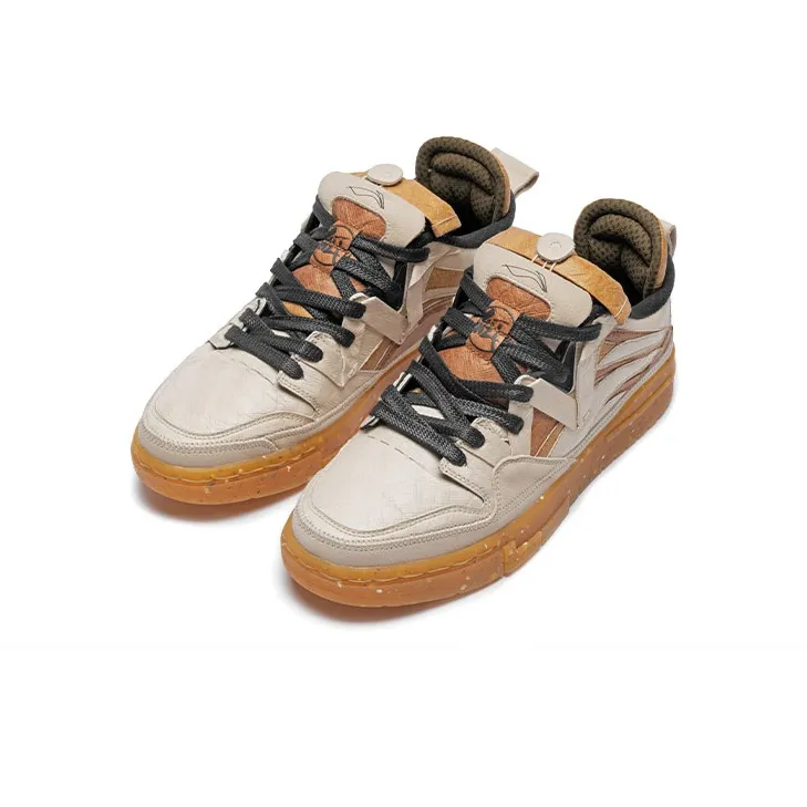 LiNing Wave PRO Anti Slip And Wear Resistant Lightweight Low Top Skateboard Shoes Men's Khaki-2