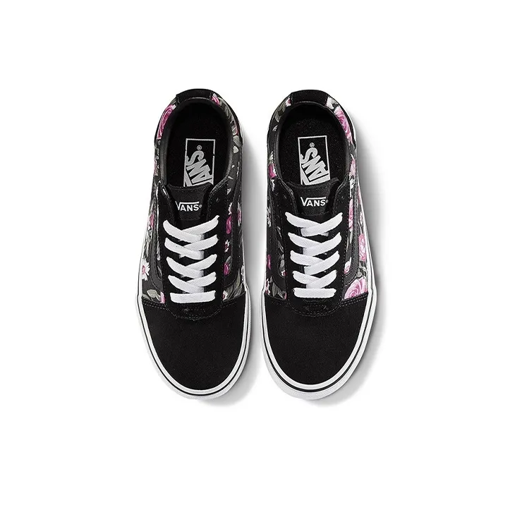 Vans Ward Flowers Retro Casual Skateboarding Shoes Black Women's-3