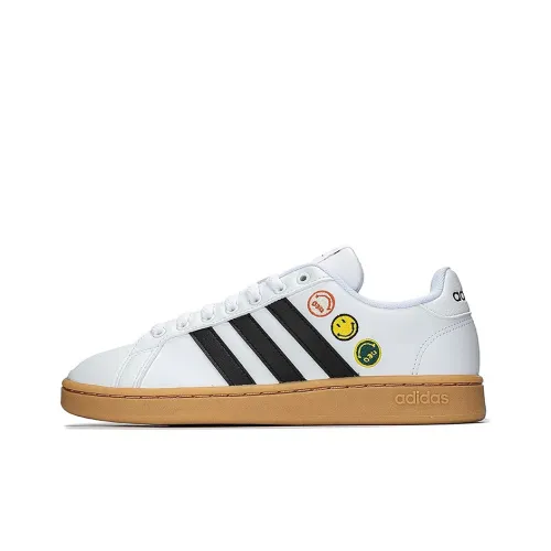 Smiley X Adidas Neo GRAND COURT Skateboard Shoes Unisex Low-Top White