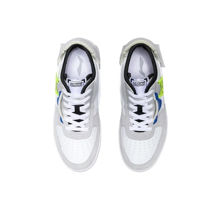 LiNing CF Deconstruction Anti Slip Wear Resistant Low Top Skateboard Shoes Men's White Gray Black-5