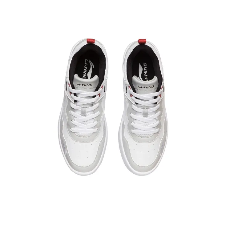 LiNing The Beginning Of The Line Anti-Slip Wear-Resistant Low-Top Skateboard Shoes White Light Gray-3