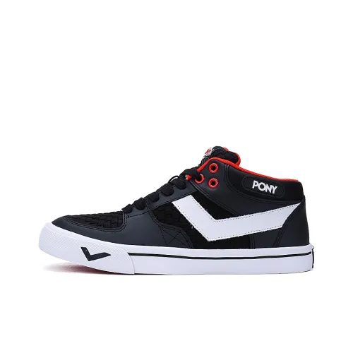 PONY Anti Slip And Wear Resistant Balance Support Coverage Mid Top Skateboard Shoes Women's Black