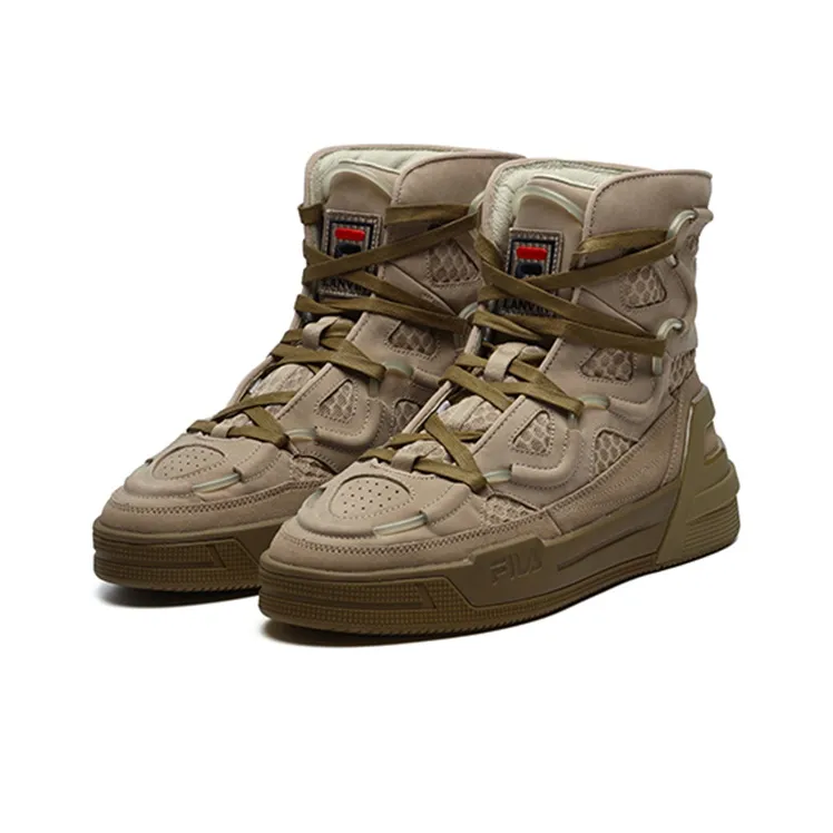 Lanvin x FILA Salto Nougat High Top Skateboard Shoes Men's Brown-1
