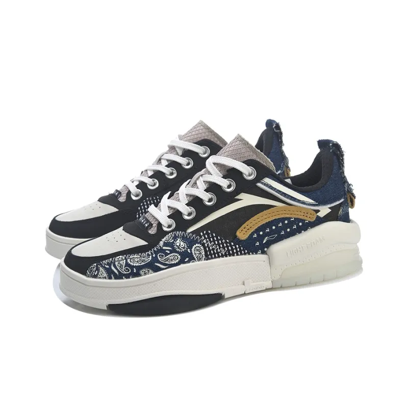 LiNing Wave Zen Low Top Skateboard Shoes Women's Gray Black Blue-1