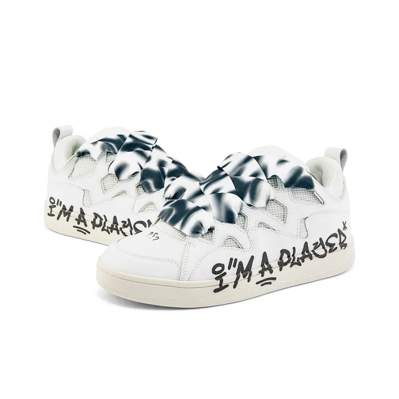 Kappa Puffy Shoes Lightweight Wear-Resistant Coverage Slip-Resistant Low-Top Skateboard Shoes Unisex White-3