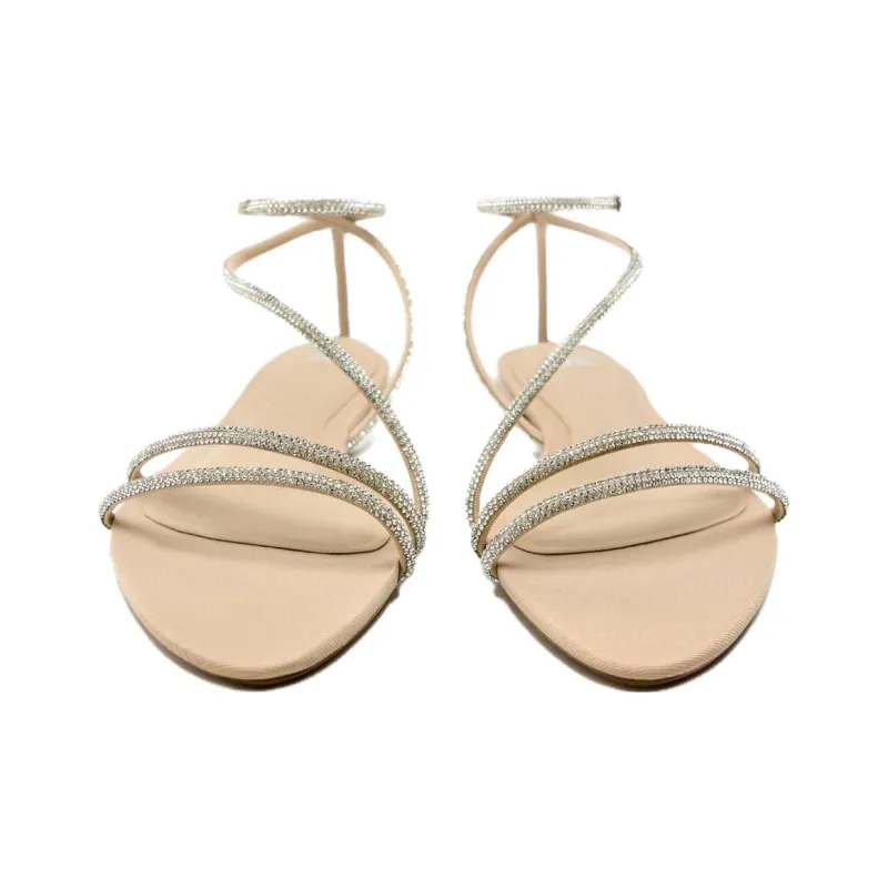 ZARA One-Strap Sandals 1cm Women's Light Beige Yellow-2