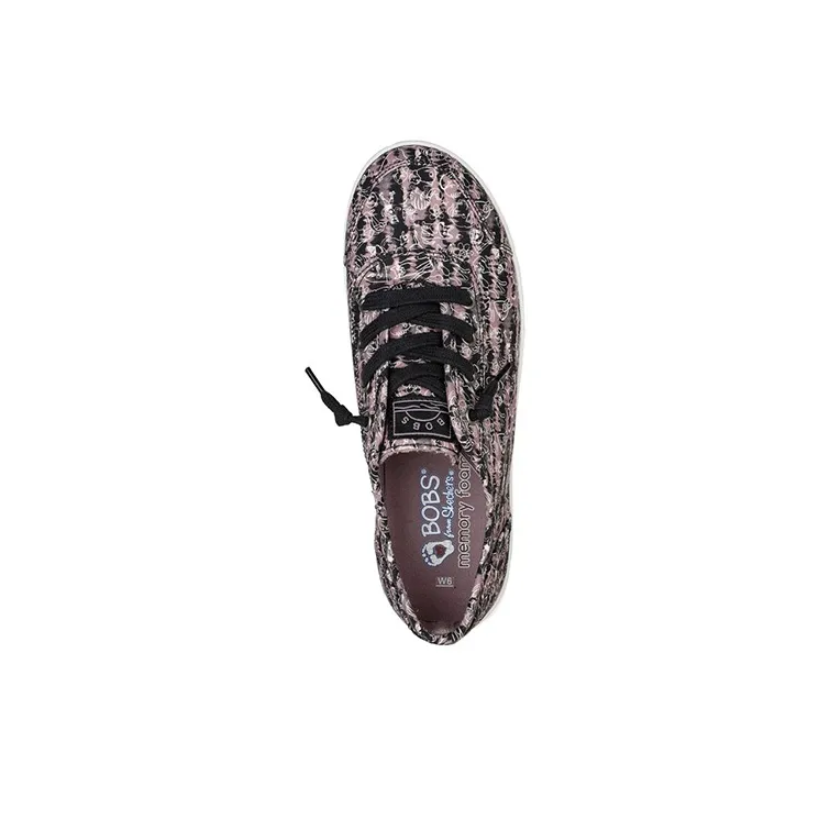 Skechers Bob's B Cute - Fur-tastic Anti-Slip Wear-Resistant Low-Top Skateboard Shoes Women's Pink Black Tie-Dye-3