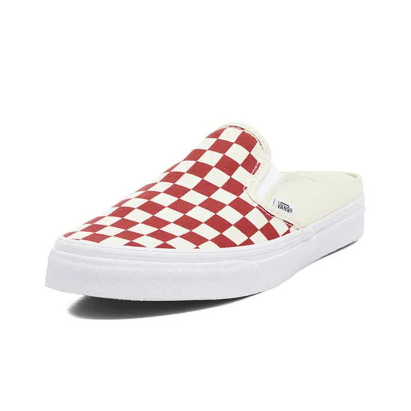 Vans Slip-on Low-Top Skateboard Shoes Unisex Red And White Plaid-1