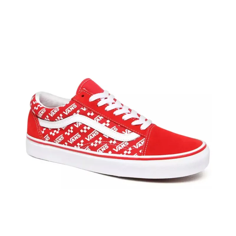 Old Skool Vans 'Logo Repeat Racing Red'-2