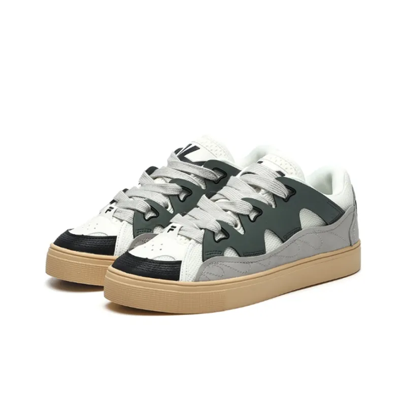 FILA FUSION Casper Anti Slip Wear Resistant Low Top Skateboard Shoes Men's White Gray-2