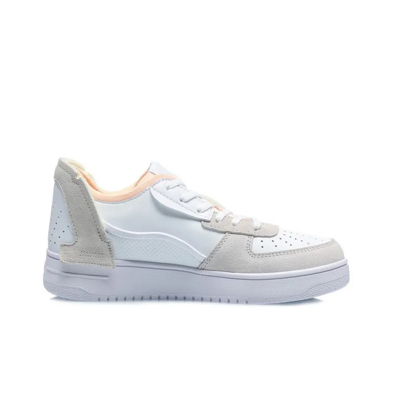 LiNing CF Disordered Anti Slip Wear Resistant Low Top Skateboard Shoes White Gray Pink-1