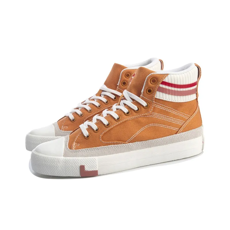 LINING Skateboard Shoes Women's High-Top Dark Khaki/White-2