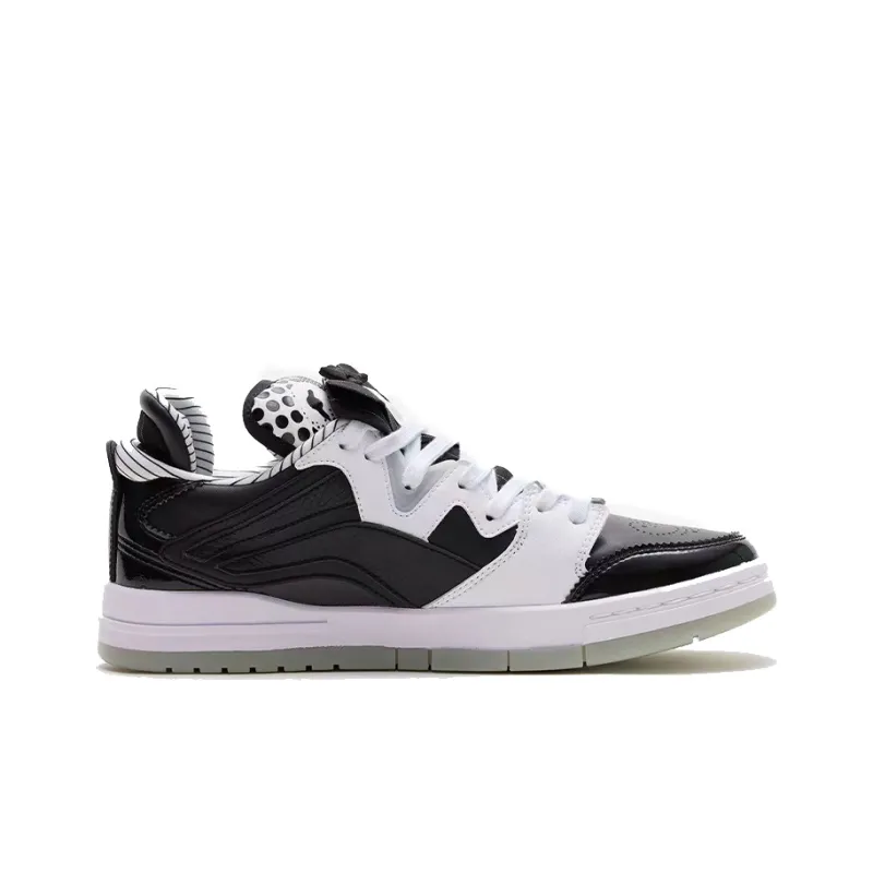 Disney LiNing Wei Wu PRO Lightweight And Wear resistant Low Top Skateboard Shoes Men's Black White-2
