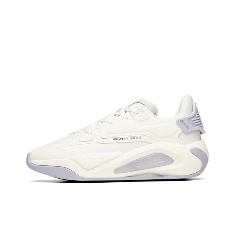 Anta Life Collection Durable Breathable Low-Top Skateboard Shoes Women's White Purple Gray-0