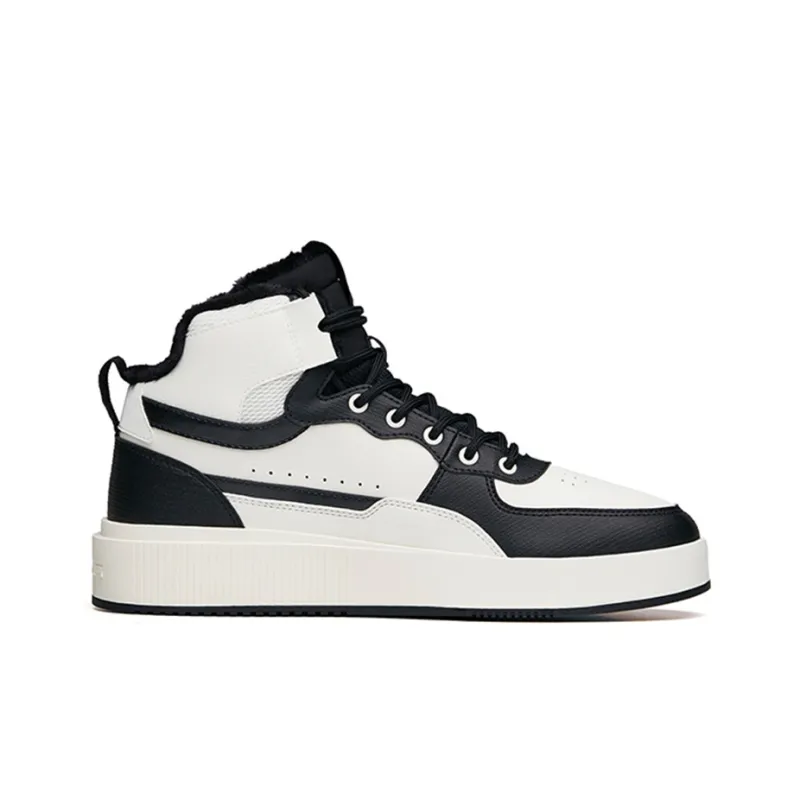Anta Anti Slip Wear Resistant High Top Skateboard Shoes Men's Black White-1
