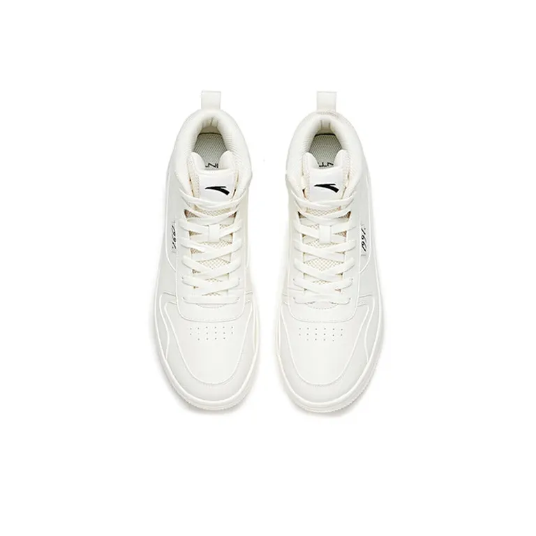 Anta Life Collection Slip Resistant Cushioning Wear Resistant Mid Top Skateboard Shoes Women's Pure White-2