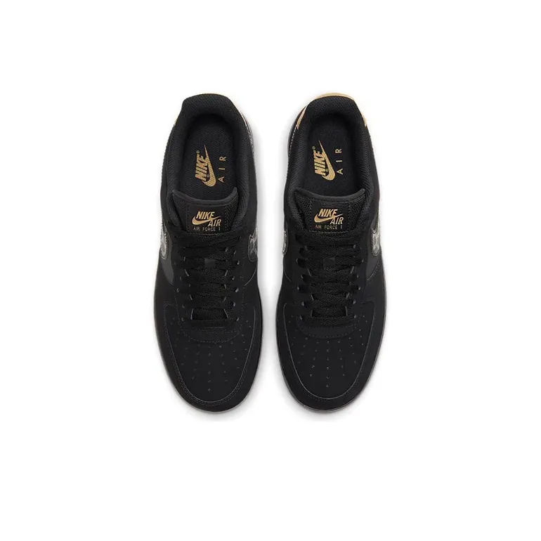 Nike Air Force 1 Low Nubuck Black Metallic Gold 2021-3