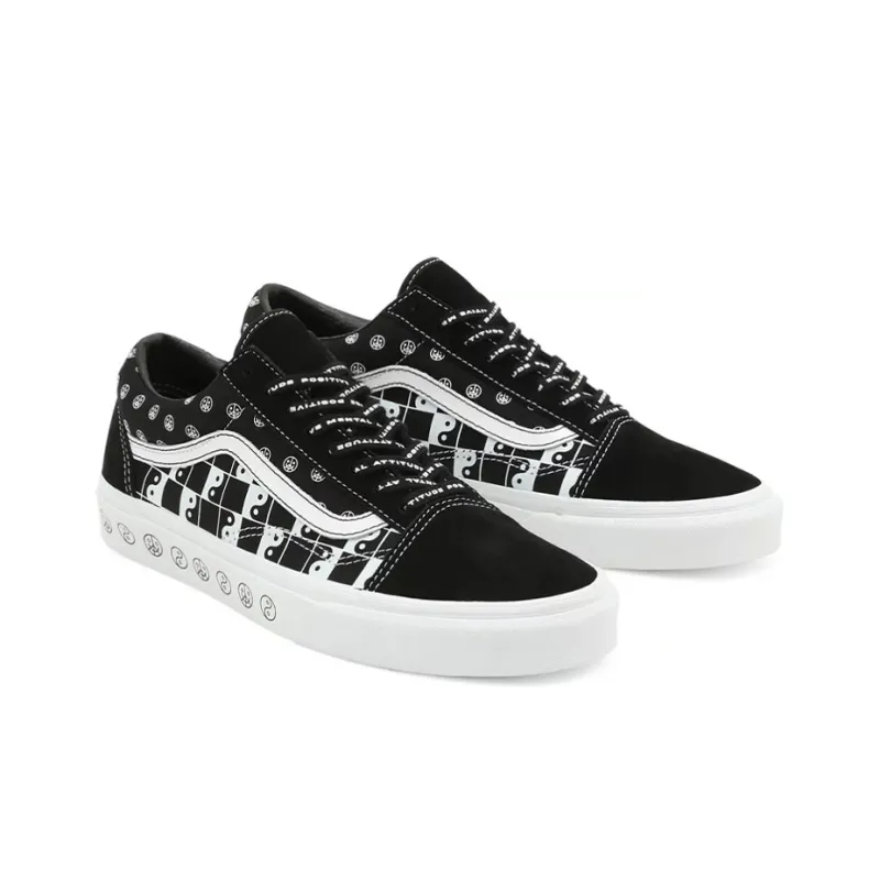 Vans Old Skool Bkwht Taiji Grid Wear Resistant Non Slip Low Top Casual Skate Shoes Unisex Black White-2
