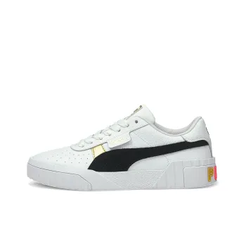 PUMA Cali Wear resistant And Lightweight Low Top Skateboard Shoes Women's Black White Gold