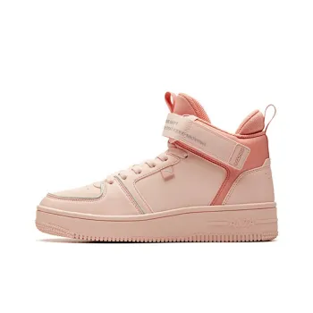 Anta Anti Slip Wear Resistant High Top Skateboard Shoes Women's Baby Pink