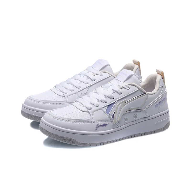 LiNing Sports Life Collection Durable Breathable Low Top Skateboard Shoes Women's White Purple-2