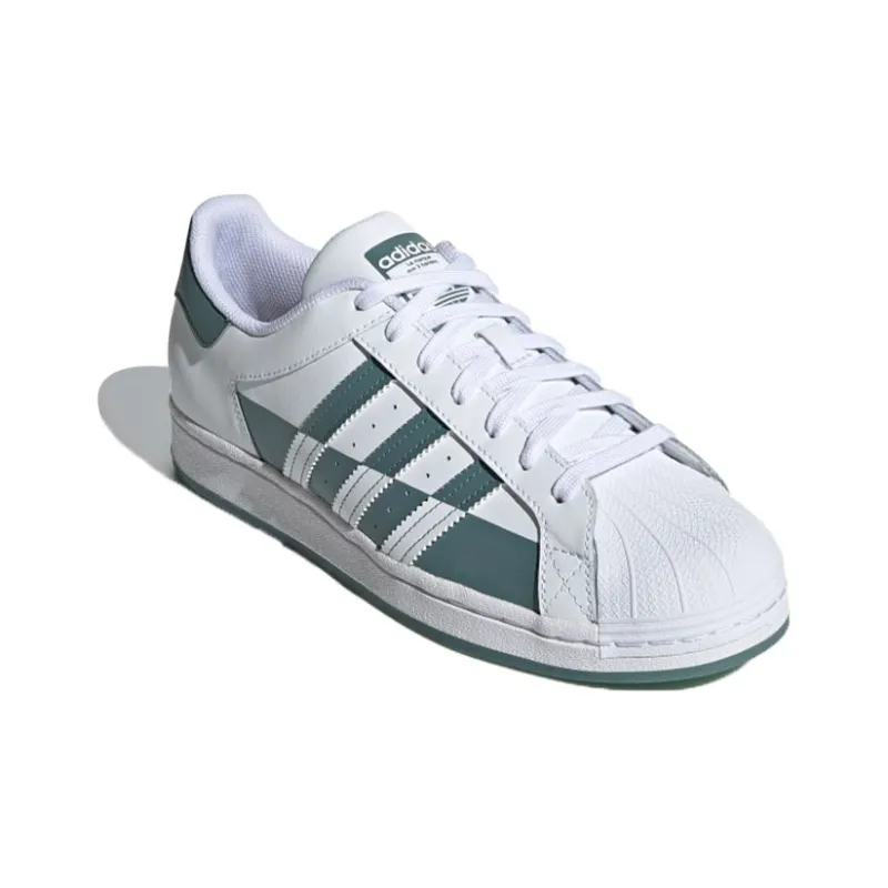 Adidas Originals Superstar Non-slip Lightweight Low-Top Skateboard Shoes Unisex White Emerald-2