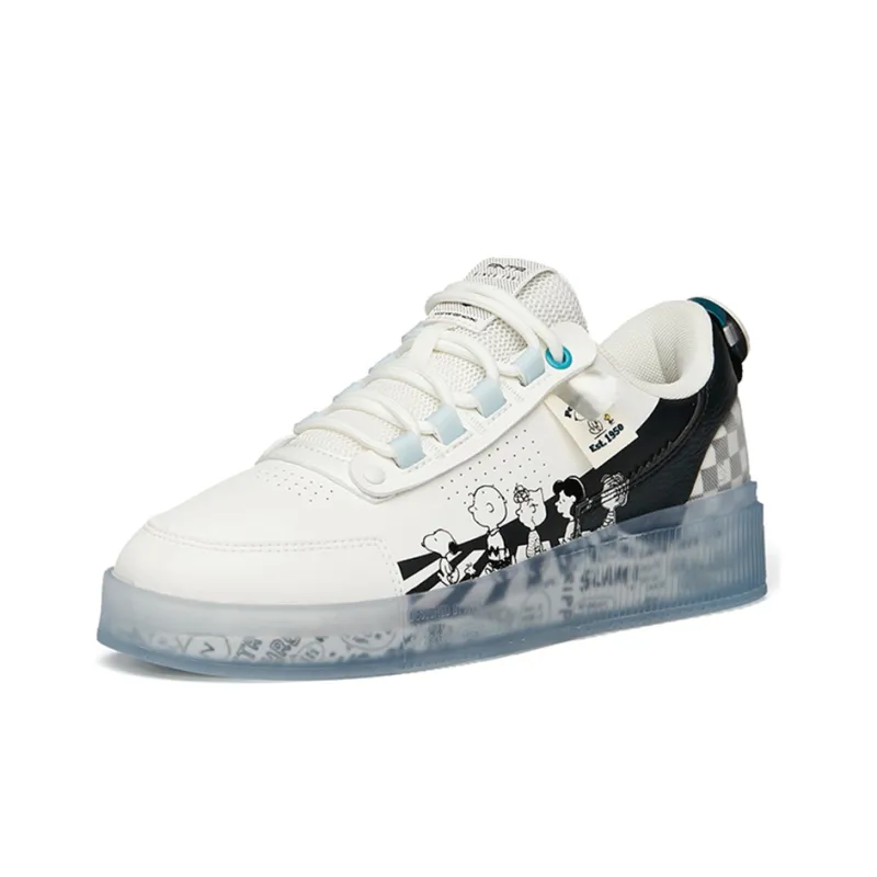SNOOPY x Anta Durable Breathable Low Top Skateboard Shoes Men's White-1