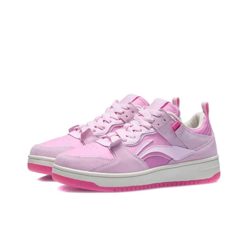 LiNing Layer Pro Anti-Slip Wear-Resistant Low-Top Skateboard Shoes Women's Cherry Blossom Pink-2