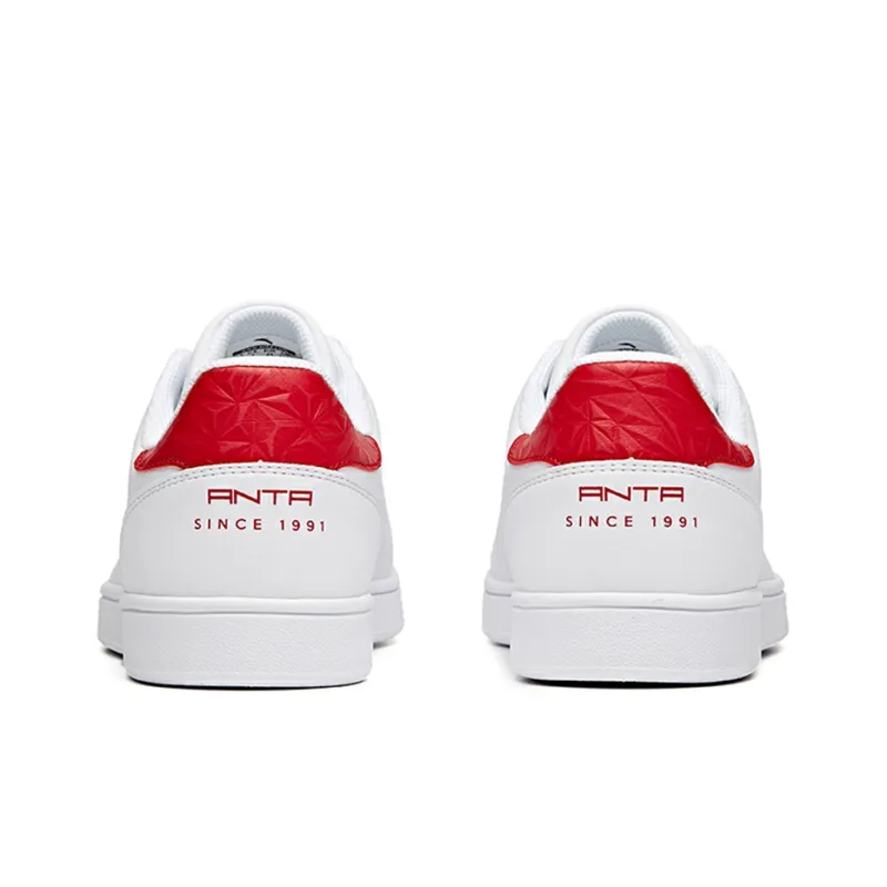Anta Life Collection Coverage Slip Resistant And Abrasion Resistant Low Top Skateboard Shoes Men's White Red-3
