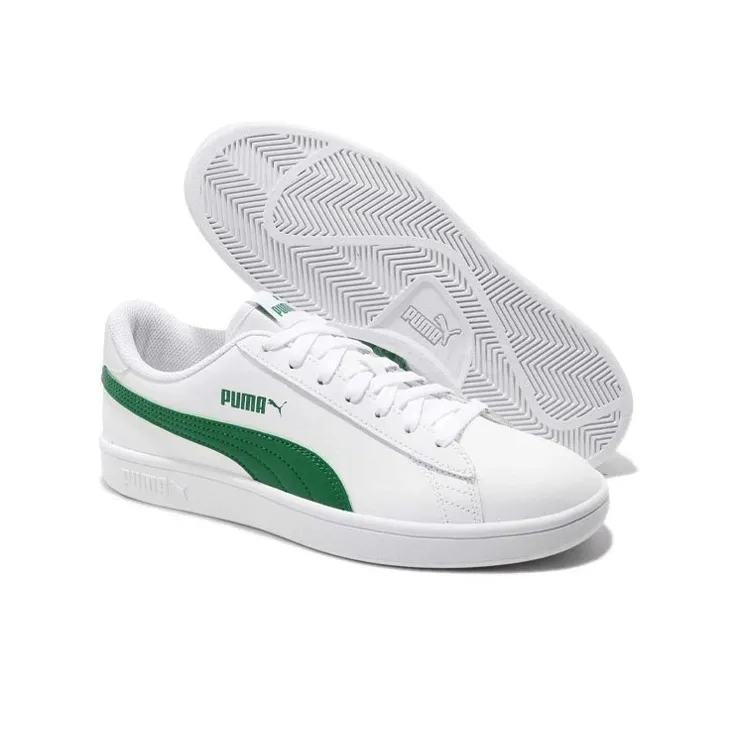 PUMA Smash V2 L Adp Anti-Slip Wear-Resistant Low-Top Skateboard Shoes Men's White Green-4