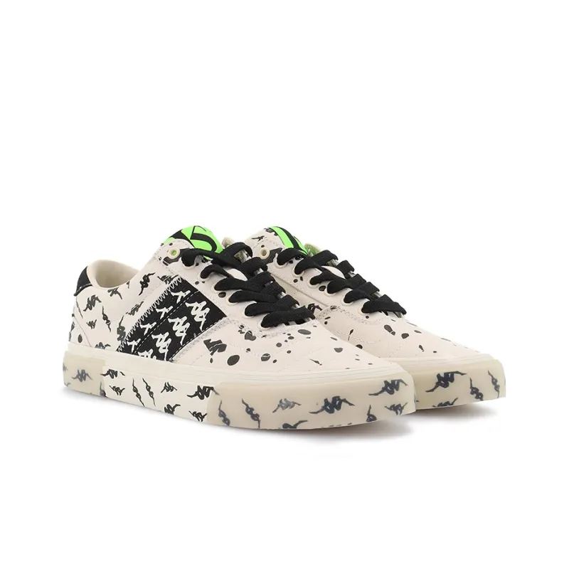Kappa Wear Resistant Slip Resistant Low Top Skateboard Shoes Unisex White Black-3