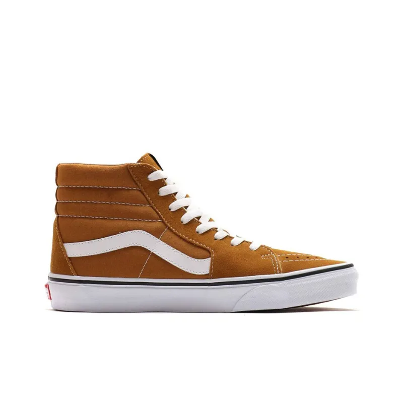 Vans SK8 HI Breathable Wear Resistant Non Slip Retro High Top Casual Skate Shoes Unisex Brown-1