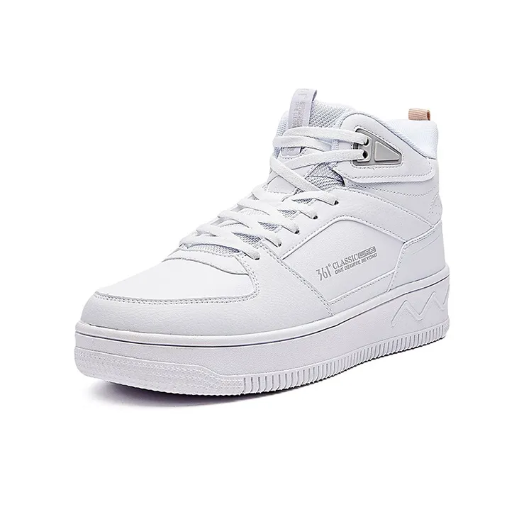 361° Anti Slip Wear Resistant High Top Skateboard Shoes Men's White Gray-2