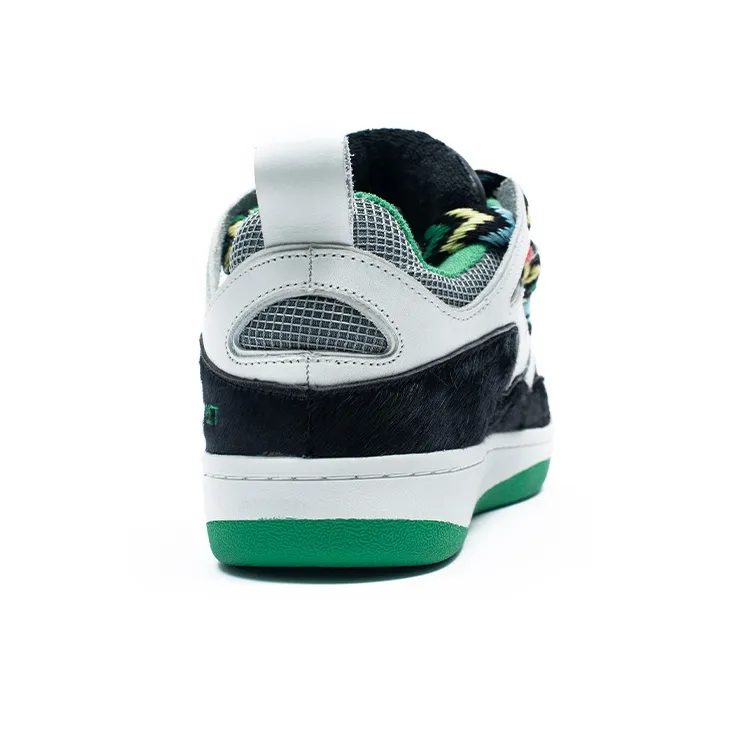 CANALSTREET x Kappa Collaboration Puffy Shoes Low Top Skateboard Shoes Unisex Black White Green-3