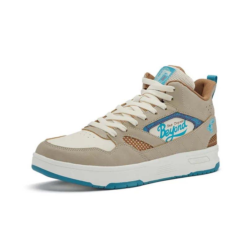 361° Anti Slip Wear Resistant Mid Top Skateboard Shoes Men's Beige Umber-1