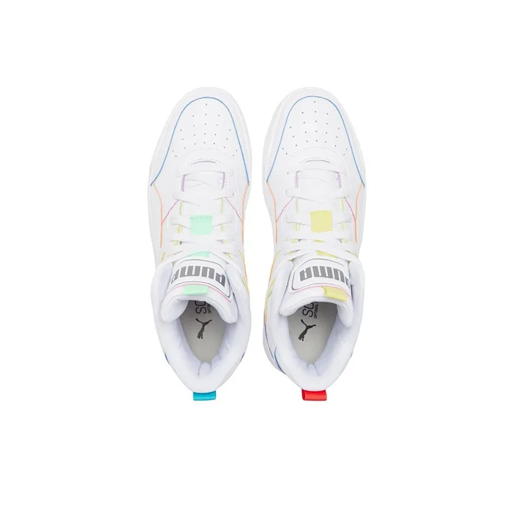 PUMA Backcourt Mid Rainbow Splicing Casual Shoes White-3