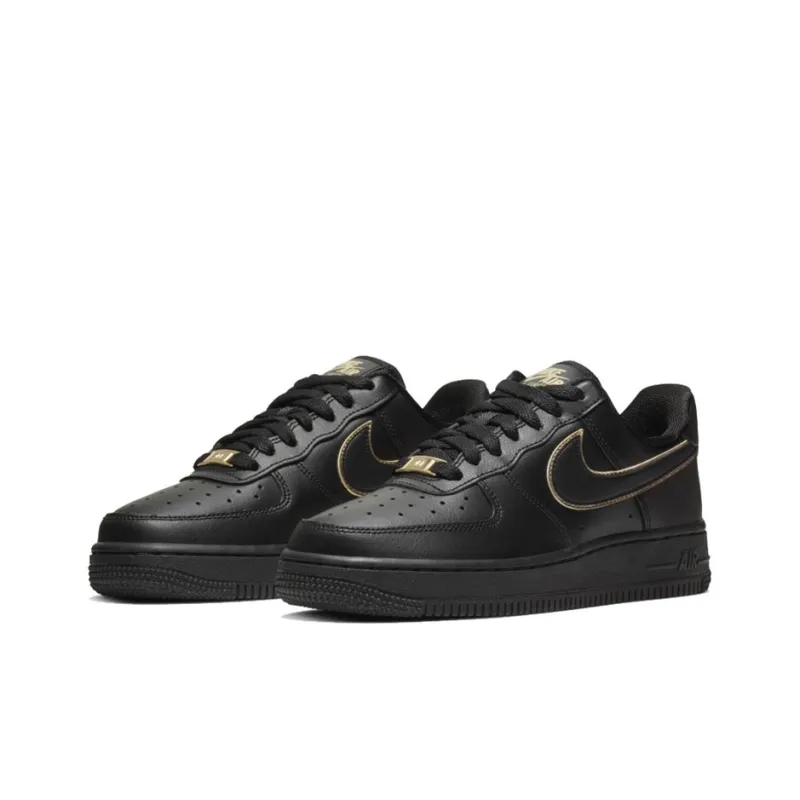 Nike Air Force 1 Low Black Gold Swoosh Women's-2
