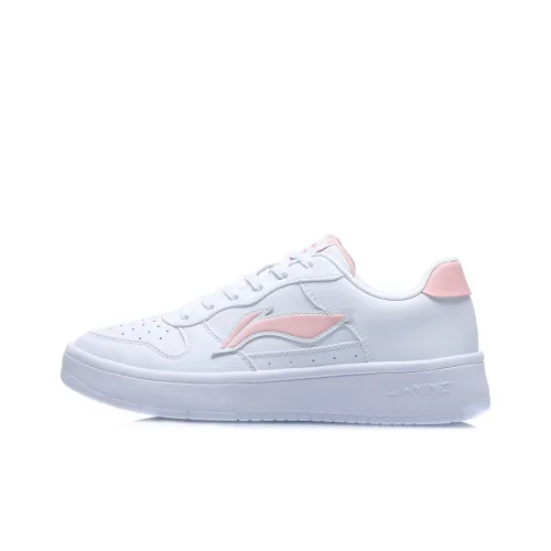 LINING Sports Life Collection Skateboard Shoes Women's Low-Top White/Pink