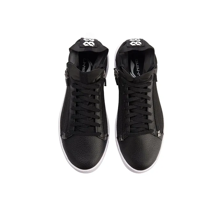 LiNing Chillout Zip Lightweight Mid Top Skateboard Shoes Women's Black White-3