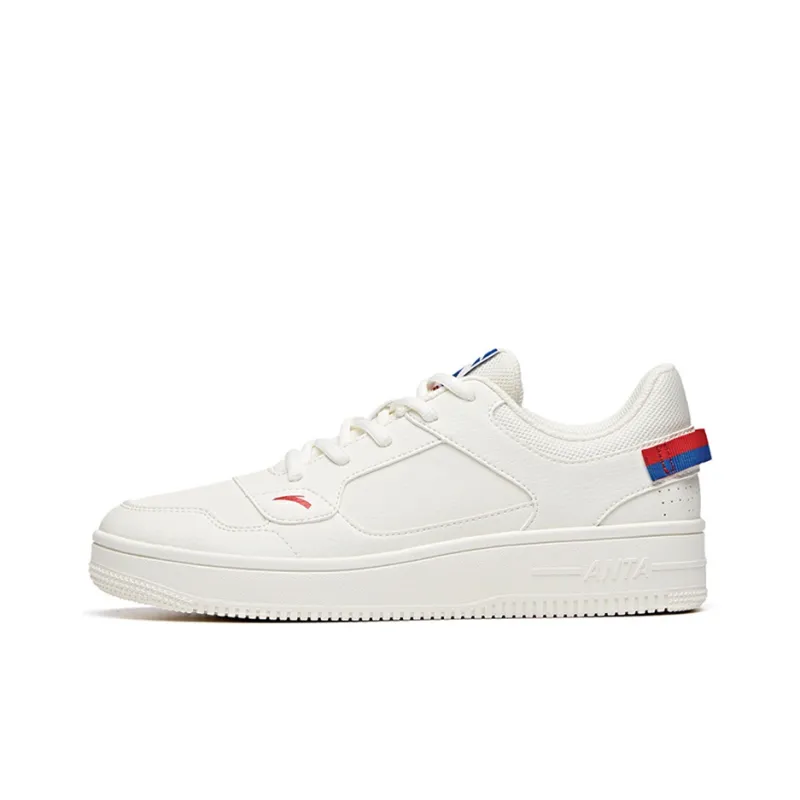 Anta Slip Resistant Coverage Low Top Skateboard Shoes Men's White Blue Red-0