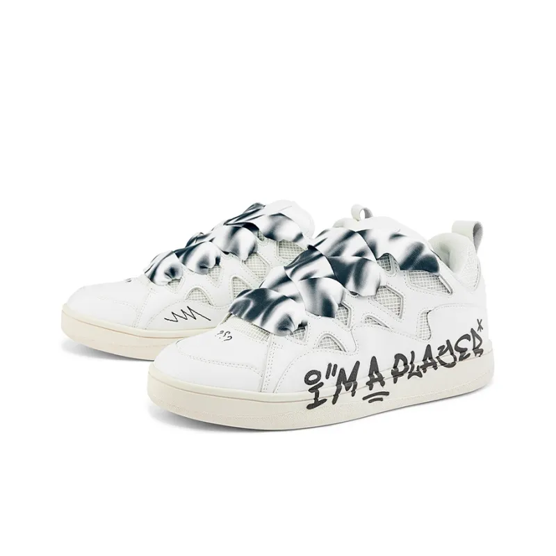 Kappa Puffy Shoes Lightweight Wear-Resistant Coverage Slip-Resistant Low-Top Skateboard Shoes Unisex White-2