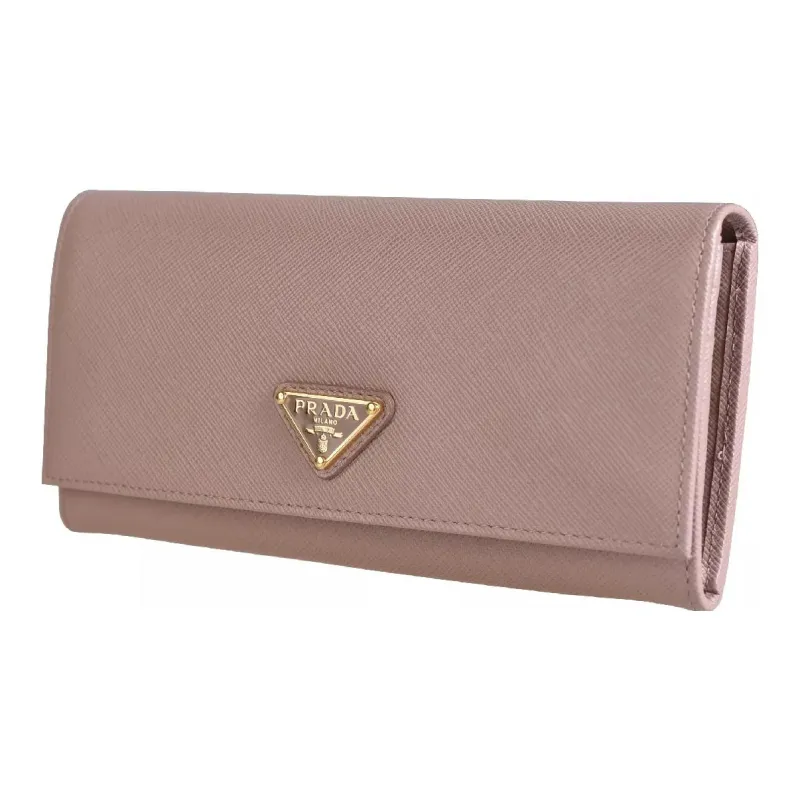PRADA Saffiano Cow Leather Card Holder Wallet Regular Women's Pink-1