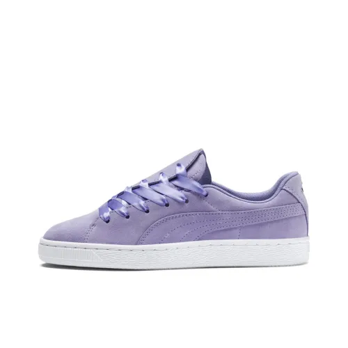 PUMA Suede Skateboard Shoes Women's Low-Top Purple/White