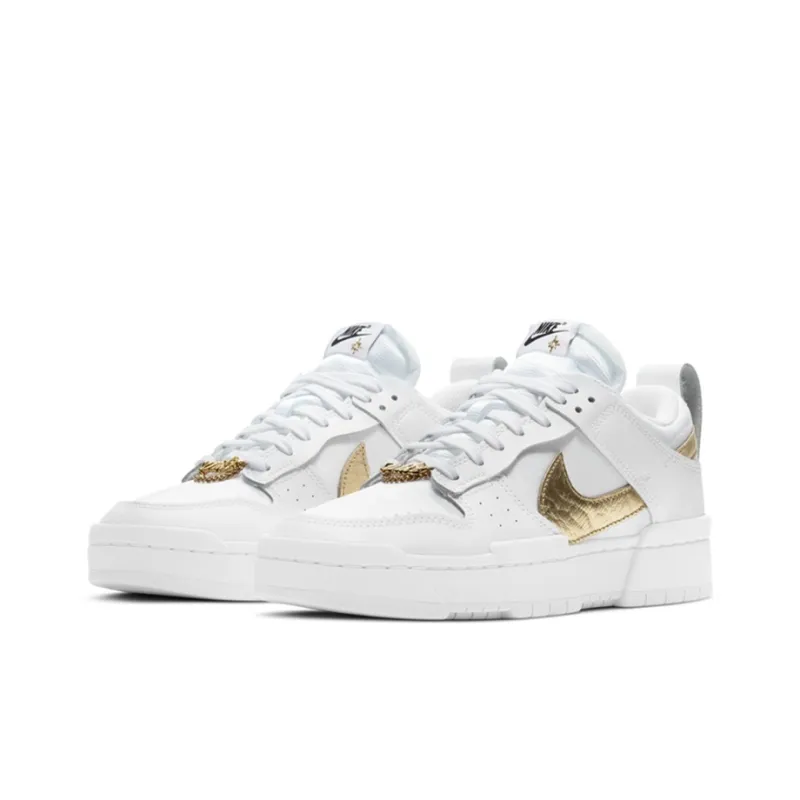 Nike Dunk Low Disrupt White Metallic Gold Women's-2