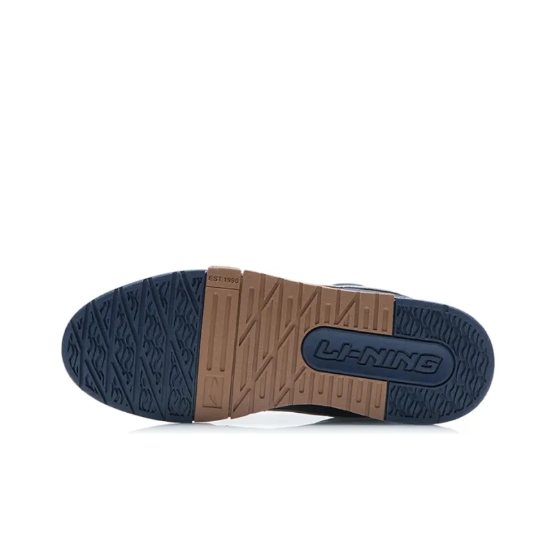 LiNing Anti-Slip Wear-Resistant Low-Top Skateboard Shoes Men's Blue White Brown-4