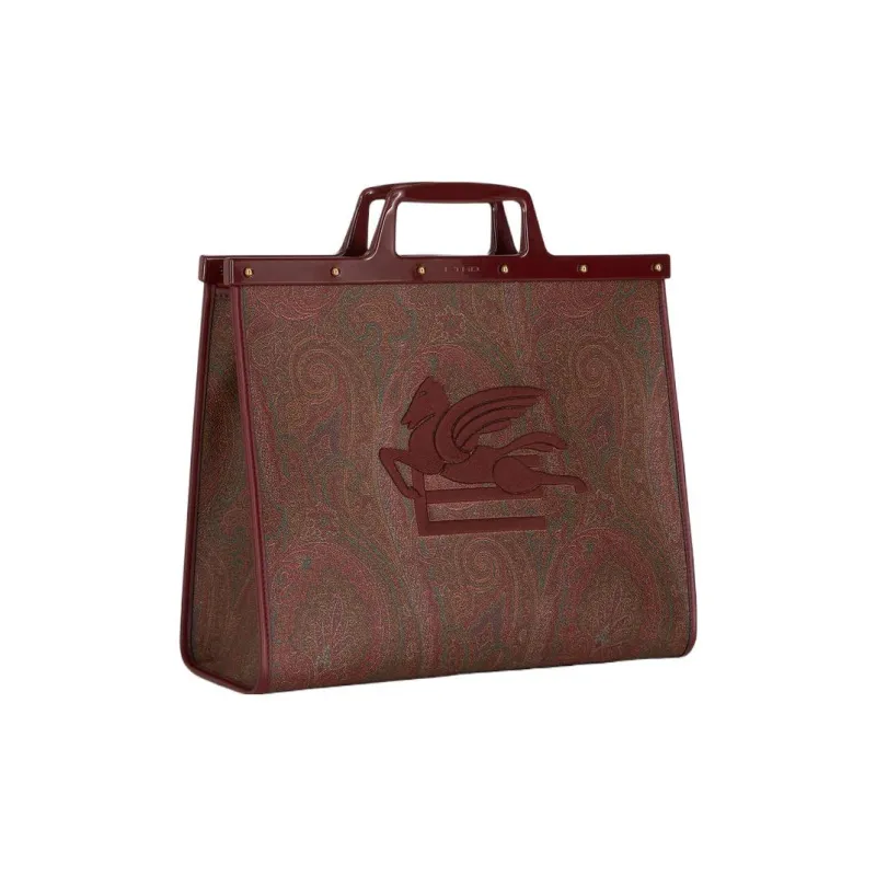 ETRO Jacquard Fabric Tote Bag Shopping Bag Shoulder Bag Crossbody Bag Handbag Medium Size Women's Burgundy-1