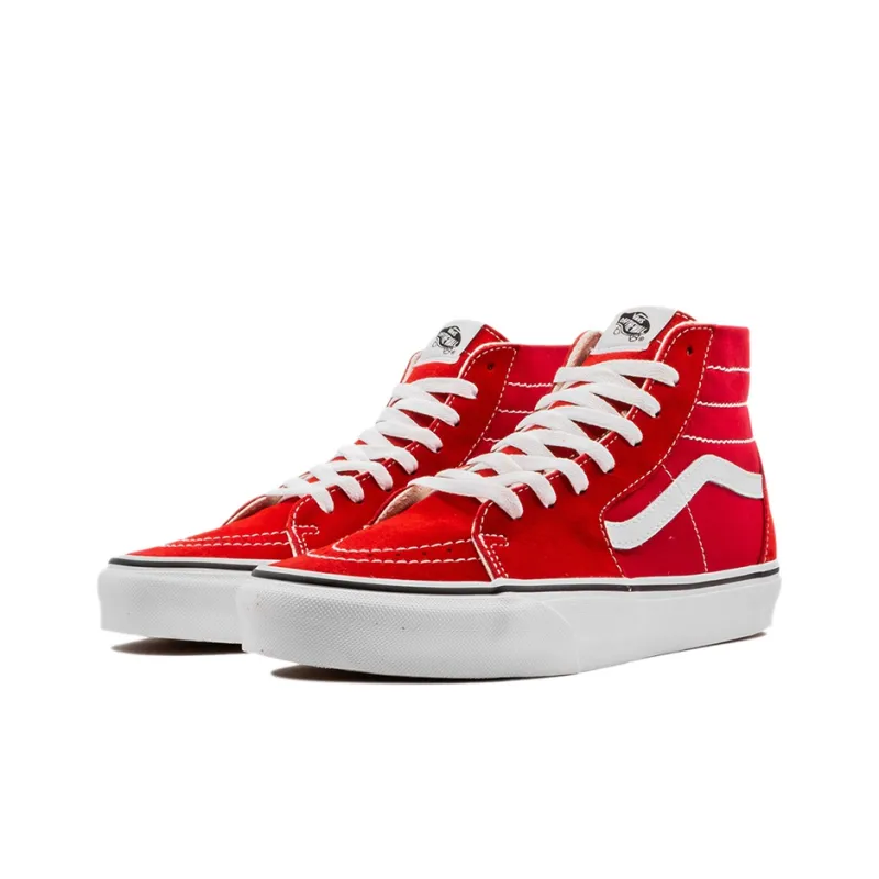 Vans Sk8 hi Tapered Non Slip Wear Resistant High Top Casual Skate Shoes Unisex Red White-2
