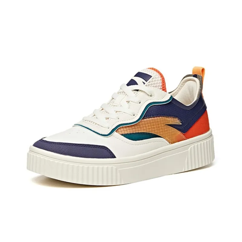 Anta Life Collection Anti-Slip Wear-Resistant Low-Top Skateboard Shoes White Orange Blue-1