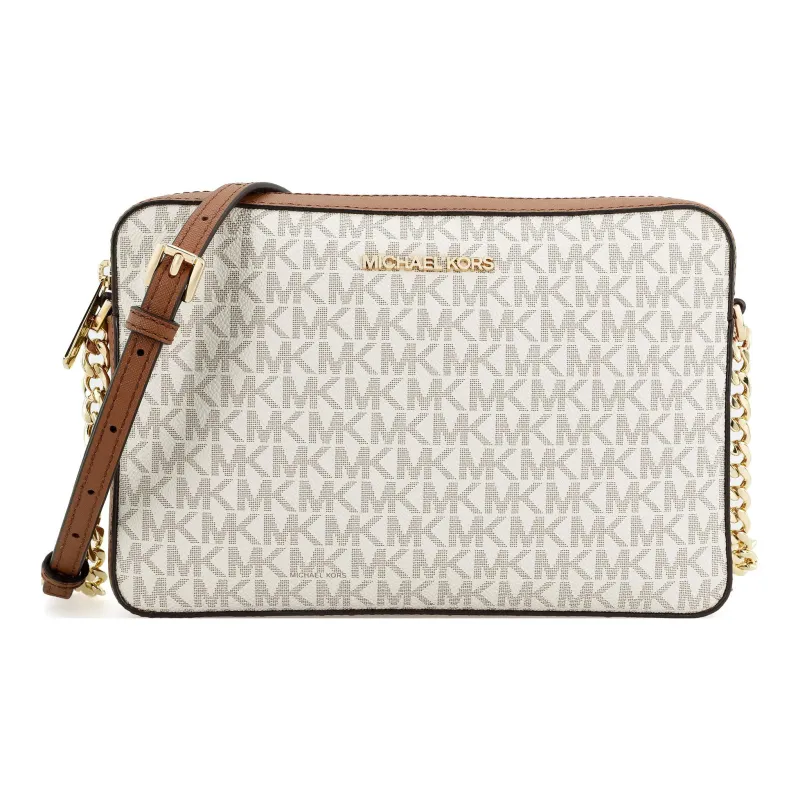 MICHAEL KORS Jet Set Cow Leather Camera Bags Shoulder Bags Women's Vanilla & Brown-0